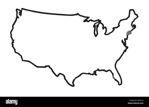 A Broader Outline Map Of The United States Of America Over A White