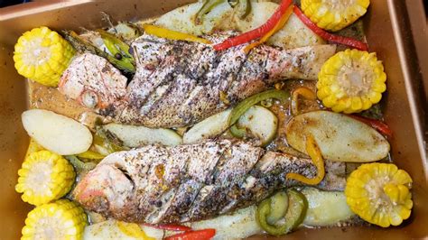 Jerk Red Snapper Fish With Veggies Recipe Ovenbaked Jamaican Style