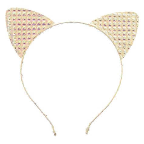 Holographic Quilted Cat Ears Headband Claires Us