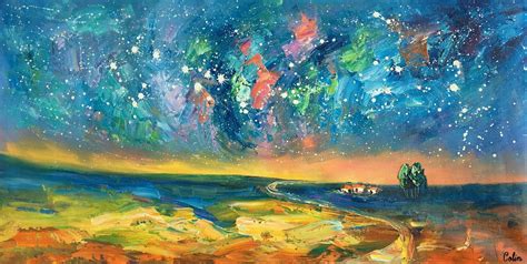 Abstract Art Starry Night Sky Oil Painting Modern Art Canvas Art C