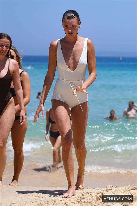 Montana Cox Sexy In A White Risque Swimsuit On Bondi Beach