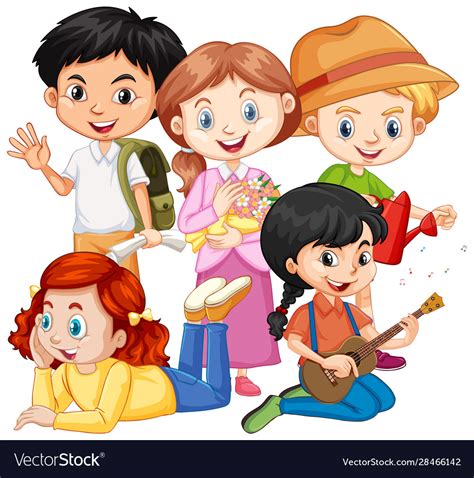 Five Children With Different Hobbies Royalty Free Vector