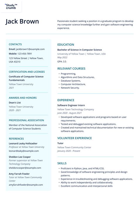 Grad School Resume Writing Guide With Templates And Examples