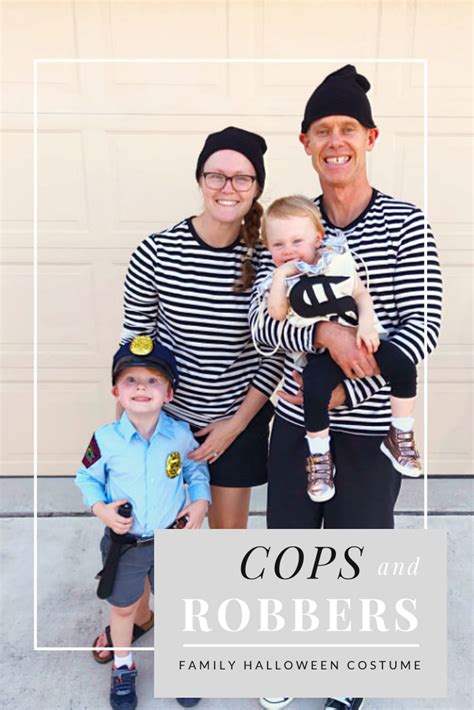 You'll likely have to shop for the accessories, like a fake cop badge and a large buckle belt. Cops and robbers family halloween costume DIY // Life Anchored | Family halloween costumes diy ...