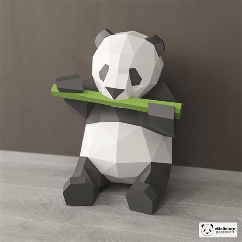Panda Papercraft 3d Bamboo Panda Paper Craft Diy T 3d Etsy