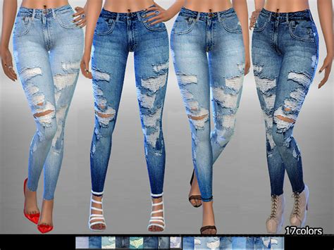 Pzc Ripped Denim Jeans 06 By Pinkzombiecupcakes At Tsr Sims 4 Updates