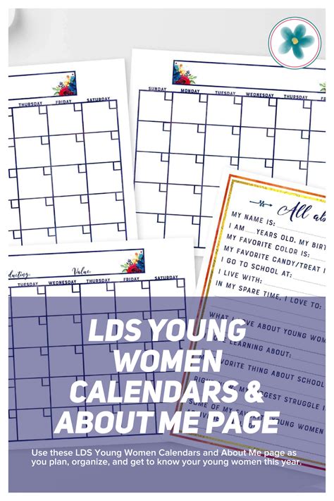Lds Young Women Calendars And About Me Page Ministering Printables