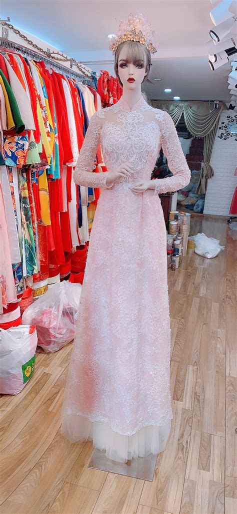 Blush Pink Bridal Ao Dai Traditional Vietnamese Wedding Dress Maya