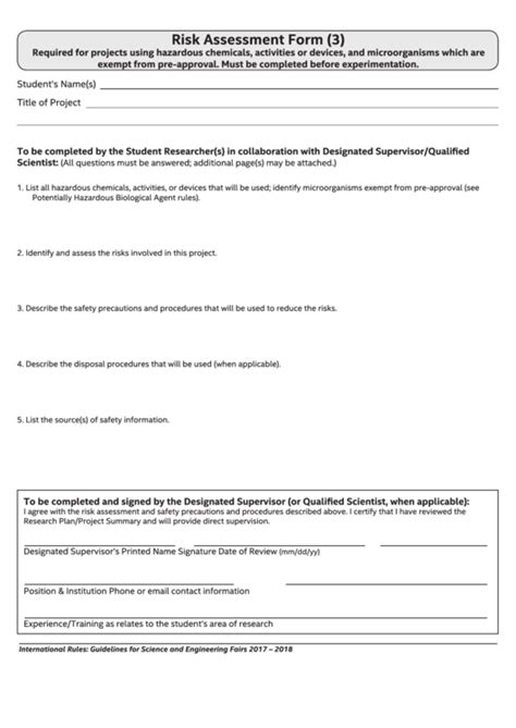 Fillable Risk Assessment Form Printable Pdf Download