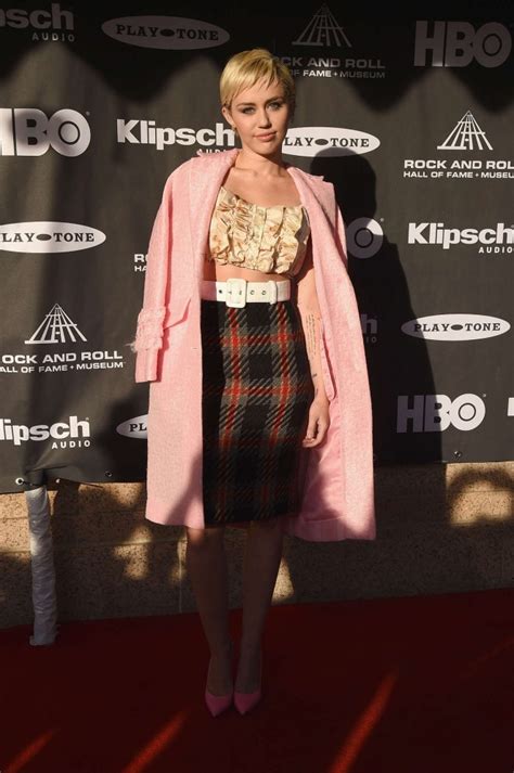 Miley Cyrus In Miu Miu At The 30th Annual Rock And Roll Hall Of Fame Induction Ceremony