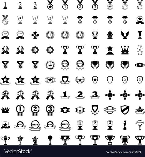 100 Medals And Trophies Icons Royalty Free Vector Image