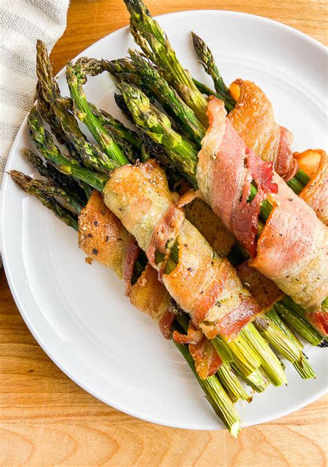 Cook the asparagus no longer than 6 minutes, then rinse them with cool water for a few seconds to stop the cooking. Bacon Wrapped Asparagus Recipe in the Oven | Life's Ambrosia