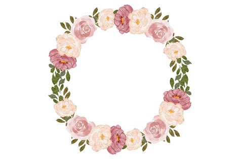 Watercolor Rose Wreath Flower Frame Graphic By Elsabenaa Creative Fabrica