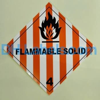 4 1 FLAMMABLE SOLID Hazard Placard Self Adhesive Single Unit 100x100mm