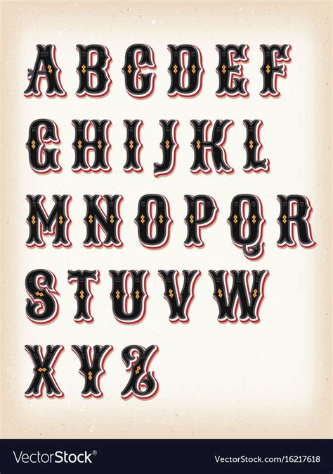 Vintage Circus And Western Abc Font Vector Image On Vectorstock Abc