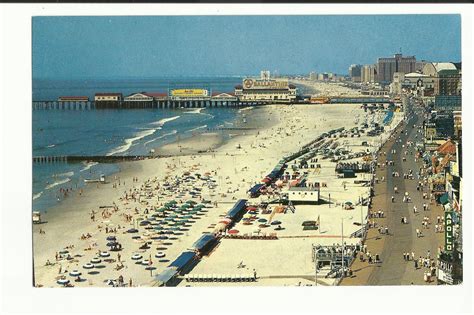 Vintage Postcard Aerial View Atlantic City New Jersey Boardwalk Beach