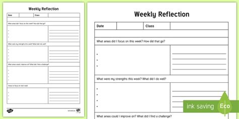 New Teacher Weekly Reflection Writing Template Twinkl