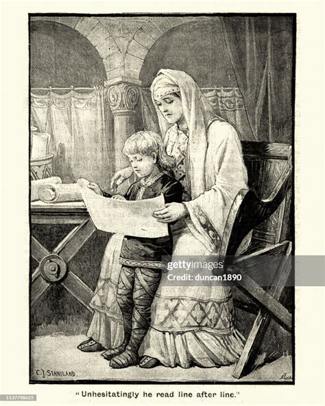 Queen Osburh Teaching Her Son Alfred The Great To Read High Res Vector Graphic Getty Images