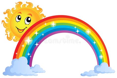 Lurking Sun With Rainbow Stock Vector Illustration Of Artwork 9845106