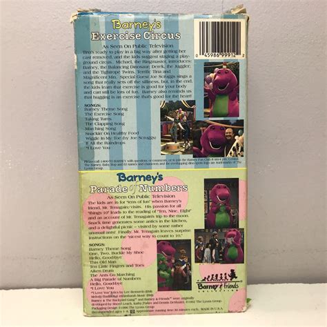 Barney 2 Pack Vhs Exercise Circus Parade Numbers Sing Along Bonus Video