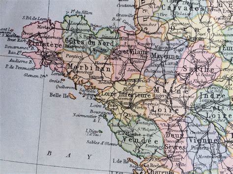 1890 France Original Antique Map 11 X 14 Inches Johnston Atlas Home