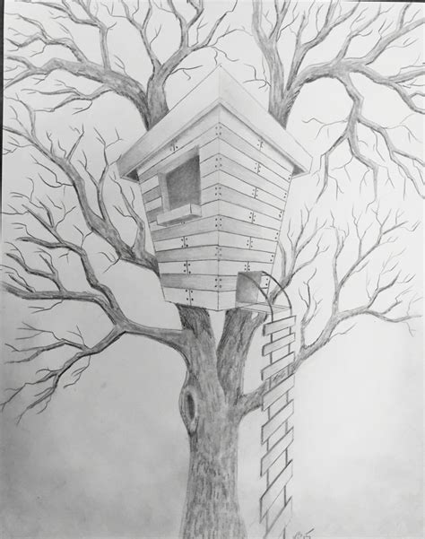 Tree House In Two Point Perspective 2 Point Perspective Drawing