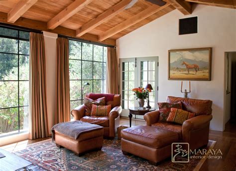 Mock door, area rug, lamp, carpet, chair, coffee table, end table, foot stool, loveseat, picture, pillow, sofa, table stand, vase 1 & vase 2, wall candle. Old California Mission Style Sitting Room - Mediterranean ...