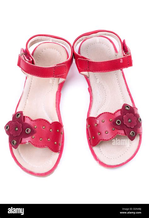 Pair Of A Little Girls Red Shoes Isolate On White Stock Photo Alamy