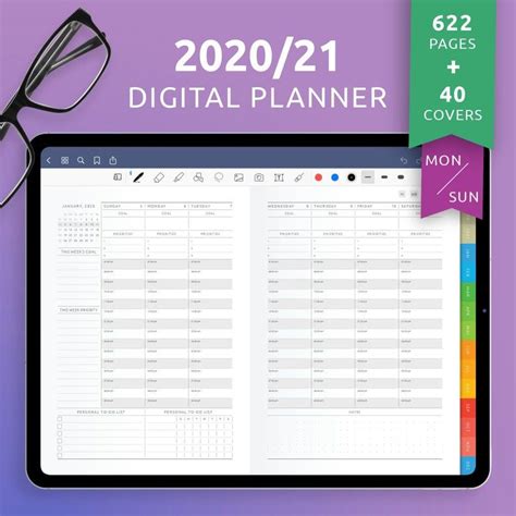Digital Planner 2020 2021 For Goodnotes Notability Daily Etsy In