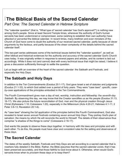 The Biblical Basis Of The Sacred Calendar Part One