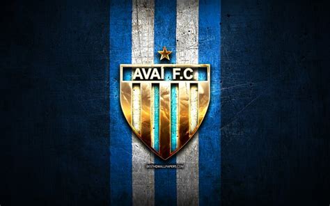 Download Wallpapers Avai Fc Golden Logo Serie A Blue Metal