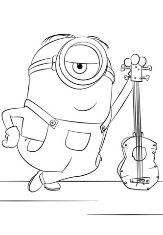 Have fun coloring this free and printable minions movie coloring sheet! Minion Stuart with Guitar coloring page | Free Printable ...