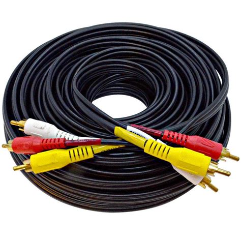 50 Foot 3 Rca Male Composite Audio Video Cable Rg59 Video Av Cable