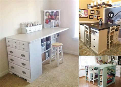 It has room for four persons, each with their own supplies. 10 Cool DIY Craft Table Ideas for Your Craft Room