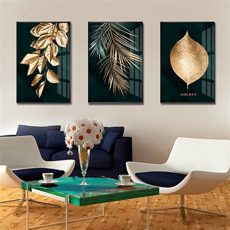Wall Art Canvas Prints Painting Artwork Picture Floral Botanical Gold