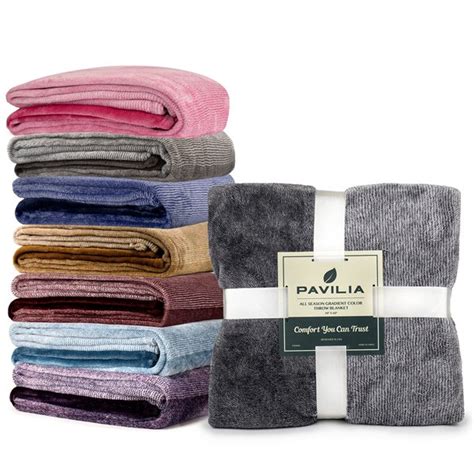 Pavilia Flannel Fleece Ombre Throw Blanket For Couch Super Soft Cozy