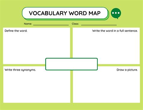 Green Vocabulary Word Map Graphic Organizer Etsy