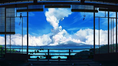 White Clouds Window Anime Clouds Sky Hd Wallpaper Wallpaper Flare
