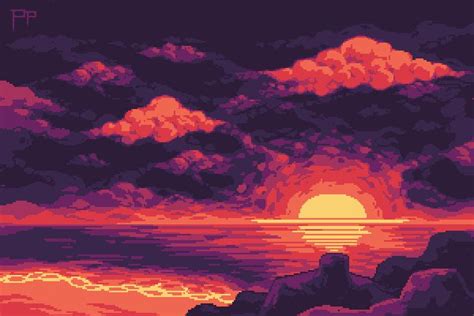 18 Pixel Art Sunset In Transparent Clipart 14mb Best Png For You