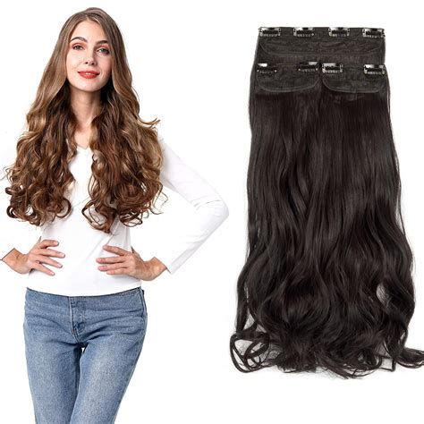 thick clip in hair extension 3 4 full head curly wavy thick hairpiece curly straight synthetic