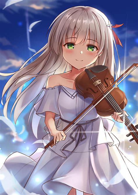 Girl Smile Violin Anime Art Hd Phone Wallpaper Peakpx