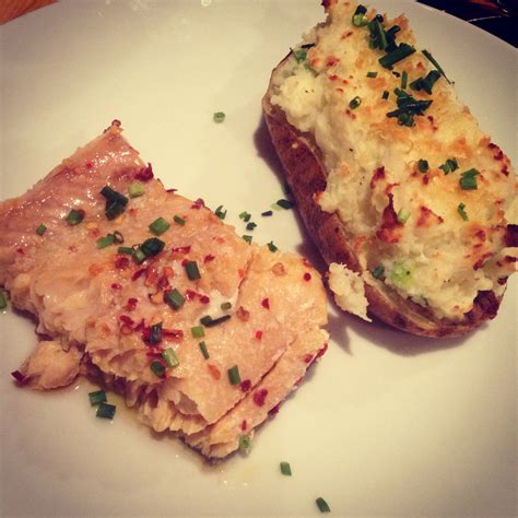 Olive Oil Poached Trout And Irish Cheddar Twice Baked Potatoes