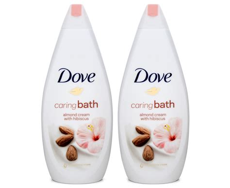 2 X 750ml Dove Caring Bath Body Wash Almond Cream With Hibiscus
