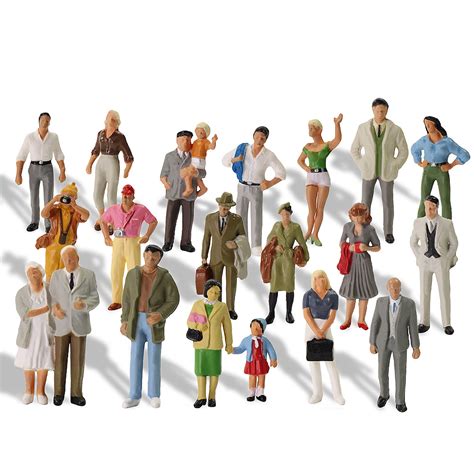 20pcs O Gauge People 143 Scale Painted Standing Figure Different Poses
