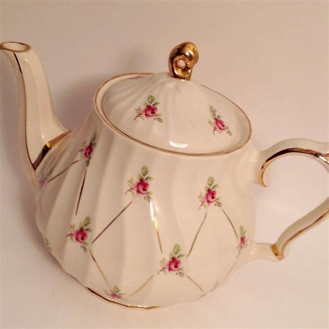 Vintage English Sadler Pink Rose Swirl Teapot 3632 Gold X Trim Etsy