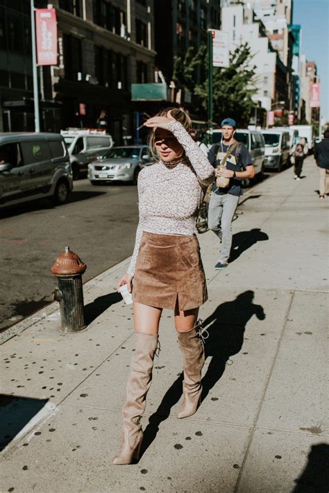 Fashion Week Style On Blogger Payton Sartain Of Hustle Halcyon Skirts With Boots Mini Skirts