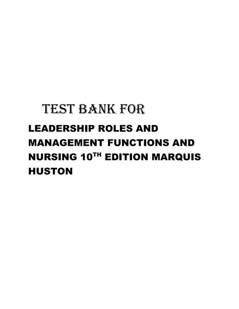 Solution Test Bank For Leadership Roles And Management Function In