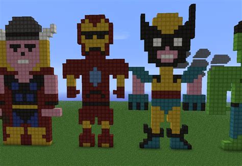 Marvel Superhero Pixel Art Minecraft Map