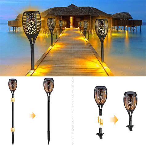 Ritos led's garden led garten kugelleuchte erdspieß 20cm ip65 e27 fassung ohne leuchtmittel. Tooklanet Led Garten Solar Flammen Fackeln Wasserdicht ...