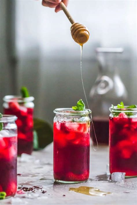 Raspberry Hibiscus Iced Tea Recipe The Almond Eater